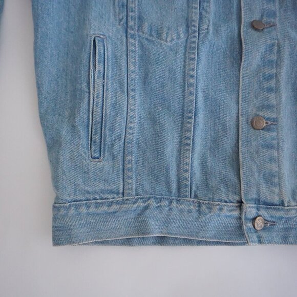 Vintage '90s Pepsi Co Light Wash 100% Cotton Button Up Blue Denim Jacket M - Picture 7 of 12